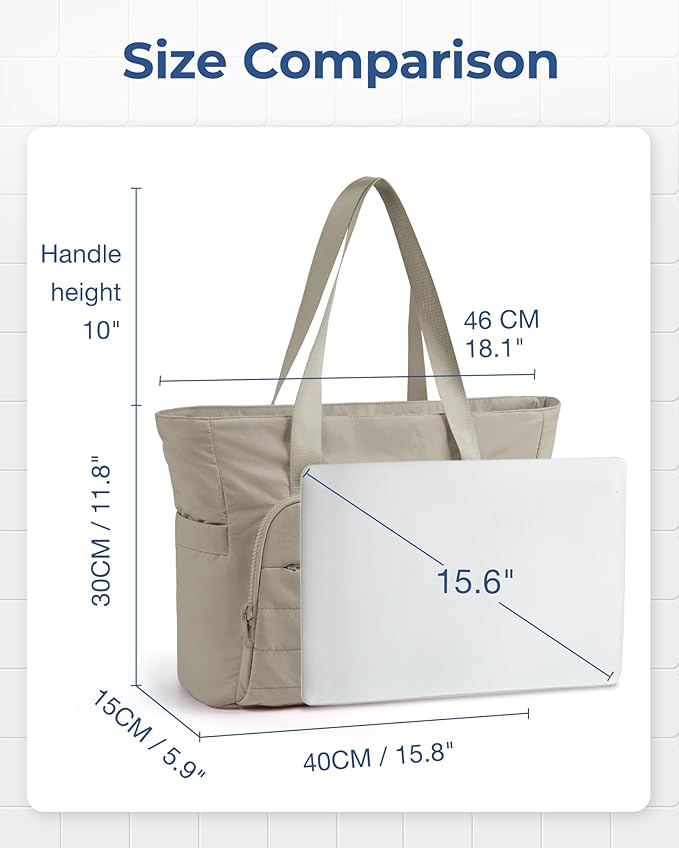 BAGSMART Tote Bag for Women, Lightweight Tote Bag with Yoga Mat Strap, Quilted Handbag for Daily, Work, Gym