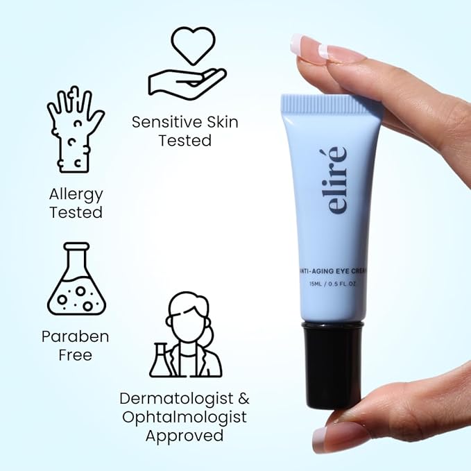 Eliré Anti-Aging Eye Cream - Smooths Wrinkles, Firms and Hydrates - With Ceramides and Caffeine - Reduces Fine Lines and Puffiness - Fast-Absorbing, Invisible Under Makeup - 15ml