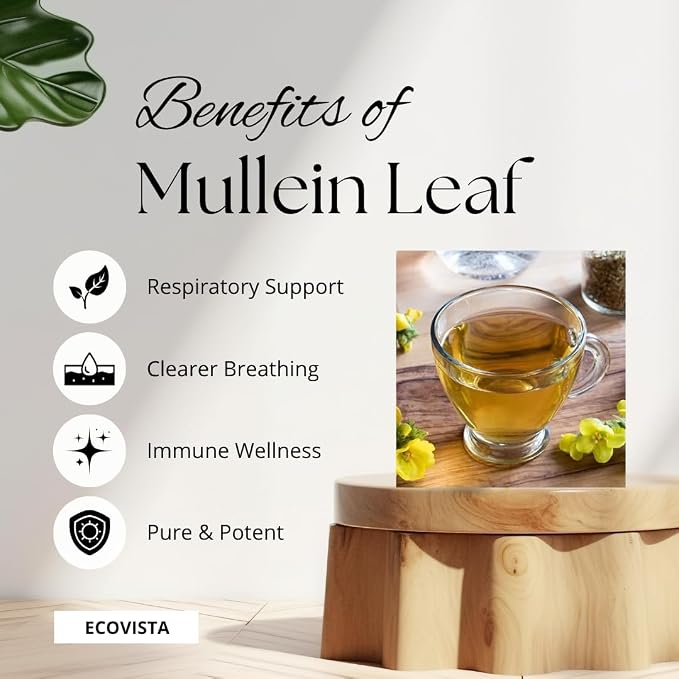 Organic Mullein Leaf – 4oz | Cut & Sifted Dried Loose Leaf | Herbal Tea – Caffeine Free, Non-GMO, Natural Antioxidant Source