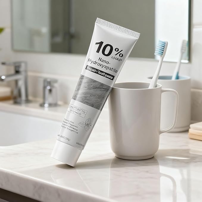 Hydroxyapatite Toothpaste,10% Nano Hydroxyapatite for Advanced Enamel Repair & Sensitivity Relief, Gentle Daily Toothpaste for Whitening & Fresh Breath(2-Pack) (A)