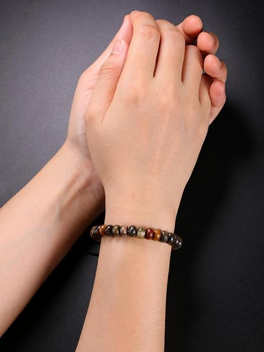 Top Plaza Crystal Beaded Bracelet for Men Healing Crystal Natural Picasso Jasper Gemstone Adjustable Braided Bracelet Men's Energy Spiritual Bracelet Jewelry Christmas Gifts
