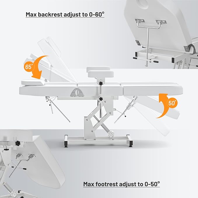 Electric Spa Beds for Esthetician Chair with Stool Adjustable Height Tattoo Facial Chairs for Beauty Salon Massage