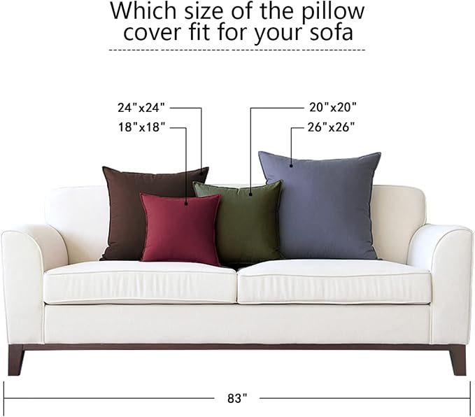 Jeanerlor Decorative Cotton Linen Couch 26"x26" Throw Pillow Case for Sofa Durable Classy, Comfortable Cushion Cover (65 x 65cm), Black