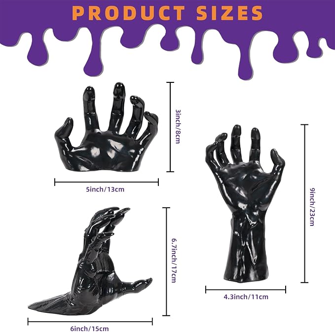 Halloween Wall Decor, Gothic Set of 3, LED Candle Hands Indoor Decoration | Halloween Wall Decorations Set of 3, Gothic Reaching Hands with LED Candles, Life-Sized Horror Props for Indoor Outdoor Party