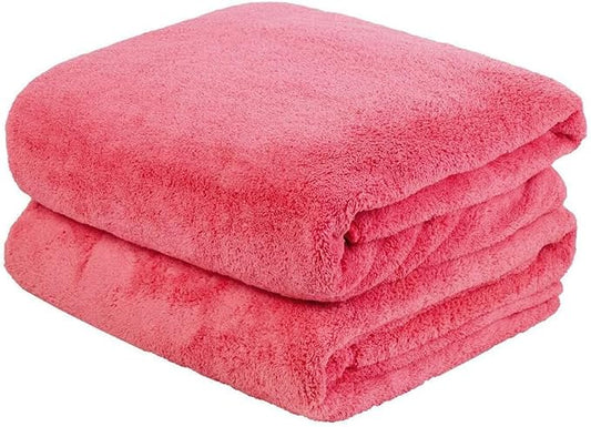 JML Microfiber Bath Towels, 2 Pack, 30"x60", Coral OrangePink | Hang Loop,Super Soft, Absorbent, Lint-free, Lightweight,For Luxury Hotel & SPA, Shower, Pool, Yoga, Sauna