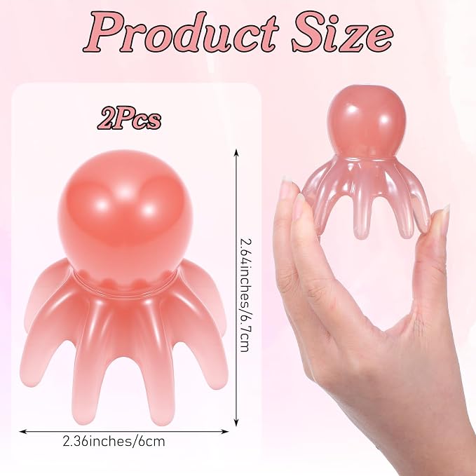 ElevateTech 2 Pcs Scalp Massager Tool Manual Head Massager Comb Point Massage Comb Head Massage Tools for Headaches Portable Pink Gua Sha Acupressure Tool for Hair Body Relaxation