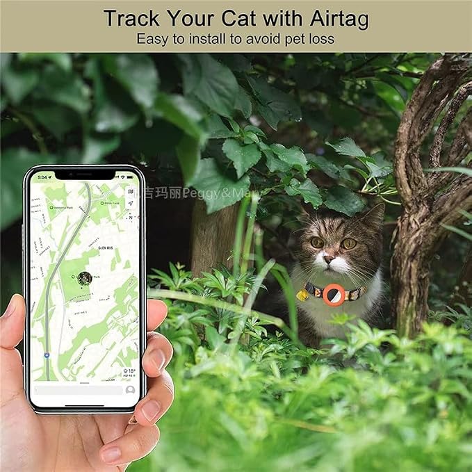 Cat Collar with AirTag Holder – Breakaway Lightweight Woven Cat Collar, Adjustable with Bell for Cats & Kittens (Sun & Sky Set) | Amazegoods