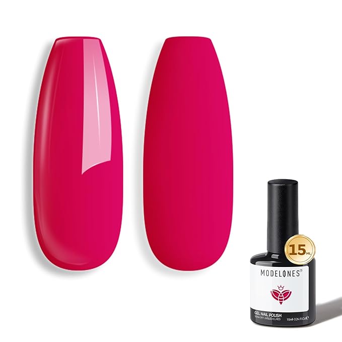 modelones Dark Pink Gel Polish Rosy Mulberry Pink Gel Nail Polish Soak Valentine Off LED Nail Art DIY Nail Manicure 15ML