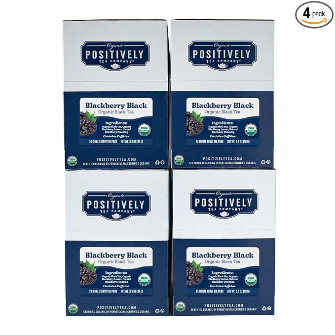 Organic Positively Tea Company, Blackberry Black Tea, K-Cup Compatible, 96 Pods
