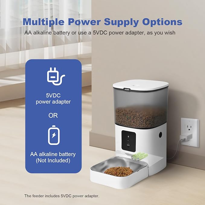 2.4G Automatic Cat Feeder, 4L WiFi Food Dispenser with 10s Voice Recorder, Pet Feeder up to 10 Meals per Day, Timed Cat Feeder with Dry Food Sealed Ring