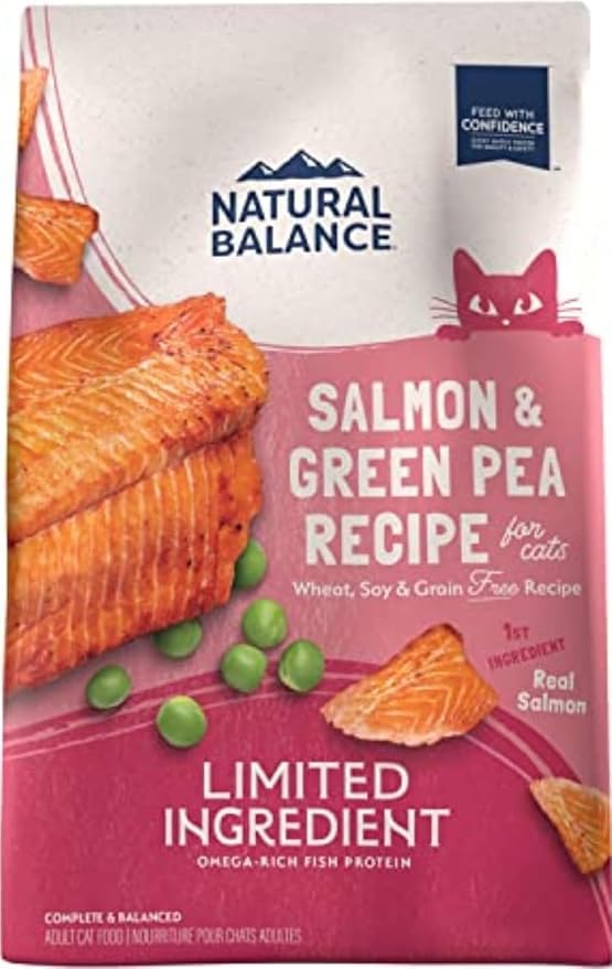 Natural Balance Limited Ingredient Cat Food, Salmon & Green Pea, 10 lb | Grain-Free, Soy-Free, and Corn-Free Dry Cat Food, Balanced Nutrition for Adult Cats, Single Animal Protein