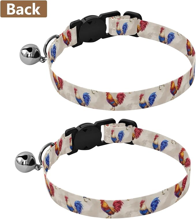 Colorful Rooster Farm Cream Easy to Wear Dog Collar 2 Pack Pet Collars for Cats