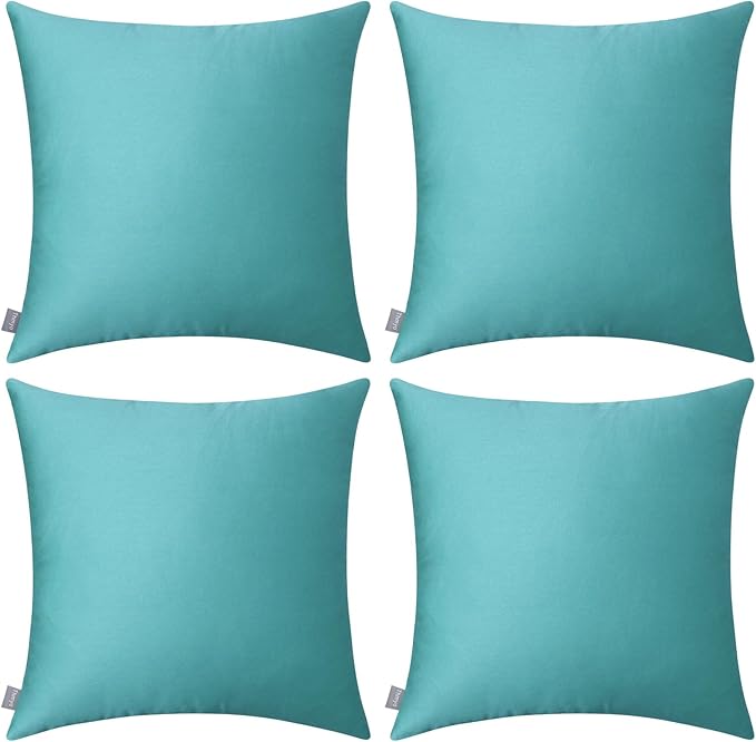 Thmyo 4-Pack 100% Cotton Comfortable Solid Decorative Throw Pillow Case Square Cushion Cover Pillowcase Sublimation Blank Pillow Covers DIY Throw Pillowcase for Sofa Bedroom(24x24 inch/ 60x60cm,Green)