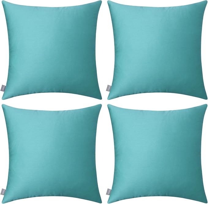 Thmyo 4-Pack 100% Cotton Comfortable Solid Decorative Throw Pillow Case Square Cushion Cover Pillowcase Sublimation Blank Pillow Covers DIY Throw Pillowcase for Sofa Bedroom(18x18 inch/ 45x45cm,Green)