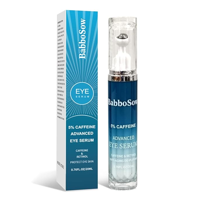 Under Eye Cream for Dark Circles with 5% Caffeine and Retinyl Palmitate, Under Eye Corrector with 360° Roller Massage Ball for Puffy Bags and Fine Lines, 0.76 fl oz