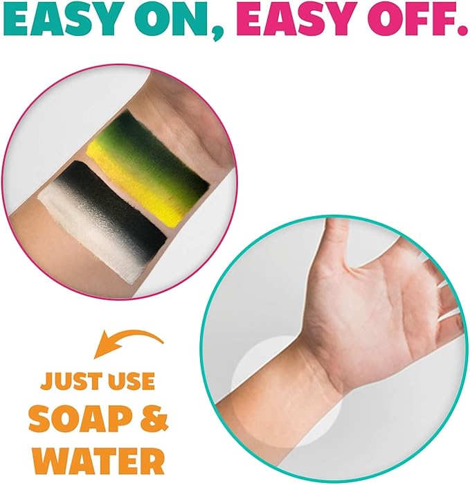 Kraze FX Splash Split Cake Palette (6 gm) with Brush - Water Activated, Hypoallergenic, Safe, Non-Toxic Face Painting Kit for Sensitive Skin, Kids & Adults