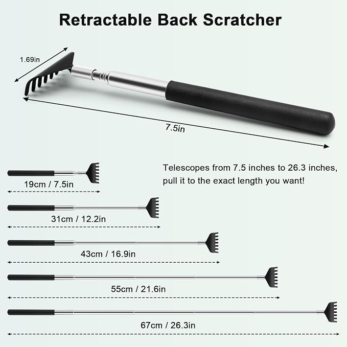 HOFASON 6 Pack Back Scratcher, Stocking Stuffers for Men Adults Women Teens, Christmas Small Bulk Gifts for Men Women Teens, White Elephant Gag Birthday Gifts, Party Favors Prizes for Adults (Black)