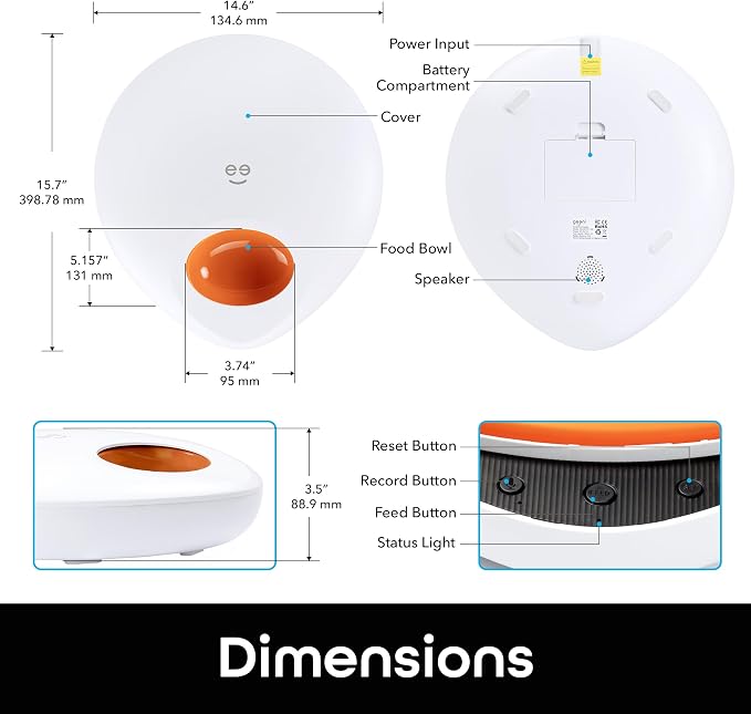 Geeni Smart Pet Feeder for Wet or Dry Food, 5-Meal with Ice Packs, White | Automatic dog and cat feeder, programmable timer, battery backup, Alexa and Google Home compatible