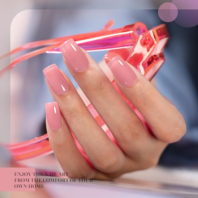 RARJSM Amber Jelly Gel Nail Polish Set 6pcs Clear Glazed Stained Glass Rose Pink Red Blue Green Yellow Series Crystal Transparent Sheer Gelpolish Curing Requires Soak off Home Salon Manicure