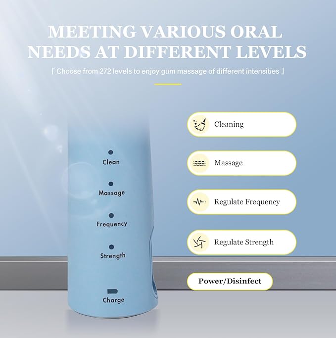 Movigor Foldable Electric Toothbrush for Adults – Dual UV Sanitization, 272 Sonic Modes, USB-C Rechargeable, 4 Brush Heads, Leather Travel Case, Portable Blue Toothbrush