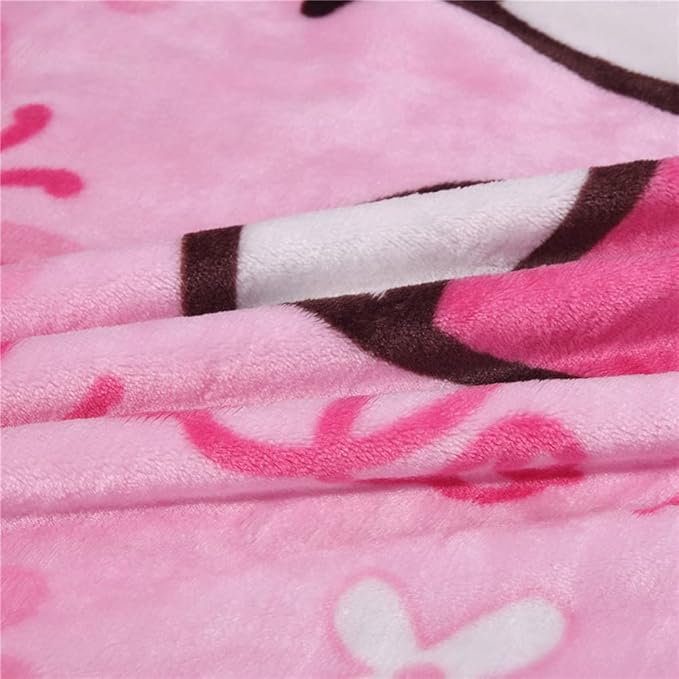 Cartoon Printing Throw Blanket for Girls Kids Adults, 40"x55", All Seasons Flannel Fleece Blanket, Soft & Warm Plush Blankets for Couch Sofa Bed Camping Travel (Pink 002)