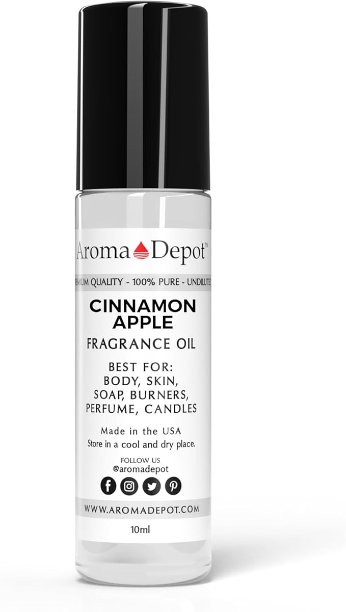 Cinnamon Apple 10ml. Fragrance Oil I Perfume I Skin Oil I Scented Oil. DIY Projects Such as Candles, Bath Bombs, Body Butters, Creams & Lotions. Few Drops in The Diffuser, Burners, or Warmers.
