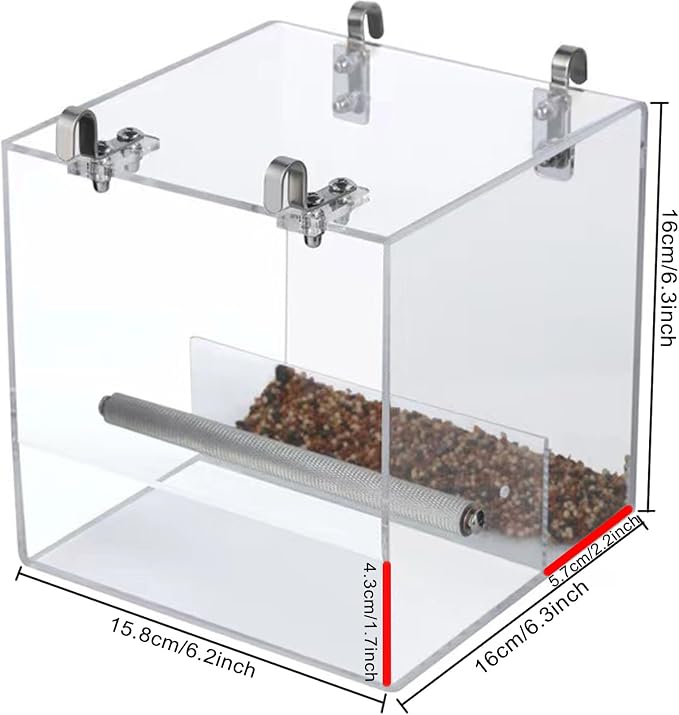 Automatic Acrylic Bird Feeder No Mess Bird Feeder Cage for Small Birds | Automatic Bird Feeder for Cage, Suitable for Parrots Canary Parakeet Budgerigar Crested Myna Cockatiel