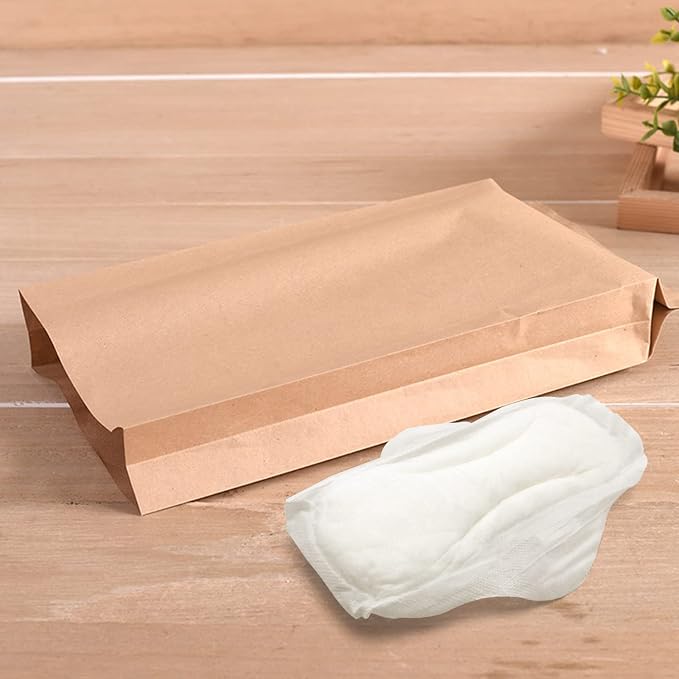 Disposable Paper Bag, 100 Pack Sanitary Napkin Disposal Bags | Feminine Hygiene Disposal Bags, Kraft Paper Bag, Sturdy and Waterproof, Suitable for Sanitary Napkins, Gift Bags