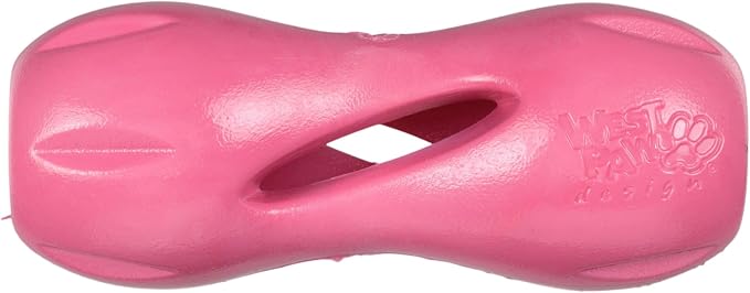 WEST PAW Qwizl Durable Zogoflex Dog Puzzle Toy for Mental Stimulation, and Enrichment - Treat Dispensing for Bully Sticks and Dental Sticks - Dishwasher Safe - Made in USA - Small - Geranium
