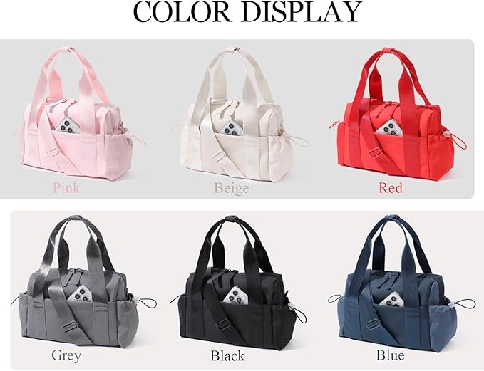 Bucosd Small Gym Bag for Women, Mini Crossbody Gym Duffle Bag with Wet Compartment, Carry on Gym Tote Bag for Workout Dance Sport Travel (Mini-Pink)