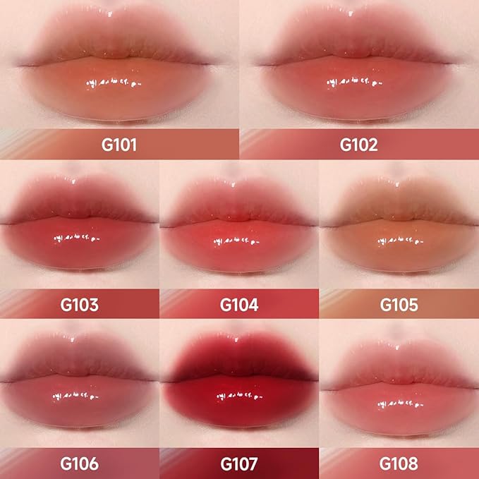CARSLAN Hydrating Lip Gloss Serum, Moisturizing, Plunping, Shiny Lip Glow, Tinted Lip Care with Vitamin E, Crithmum Maritimum Essential oil, G107