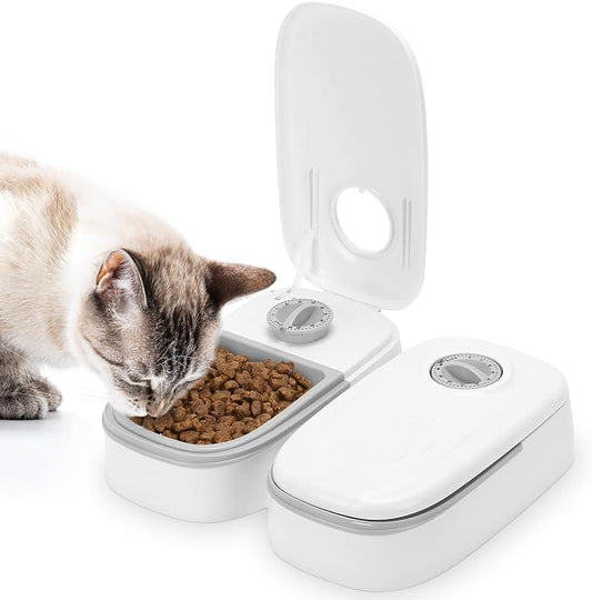 Automatic Cat Feeder, 2 Automatic Cat Feeder Wet Food, 48h Timed 700ml Cats Food Dispenser with 2 Ice Packs, Pet Feeder Automatics for Puppies and Kittens, Dog Feeders Automatics for Wet and Dry Foods