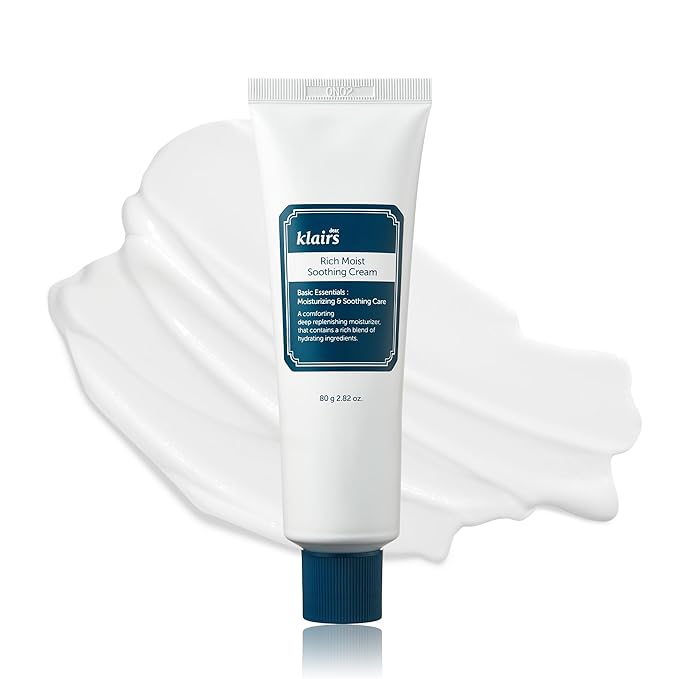 DearKlairs Rich Moist Soothing Cream 80ml, Repair Skin Barrier, Sensitive Skin, Hypoallergenic, Centella Asiatica, Ceramide, Moisturizer, Full Hydration, Non-sticky texture, Korean Moisturizer