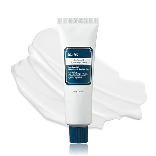 DearKlairs Rich Moist Soothing Cream 80ml, Repair Skin Barrier, Sensitive Skin, Hypoallergenic, Centella Asiatica, Ceramide, Moisturizer, Full Hydration, Non-sticky texture, Korean Moisturizer