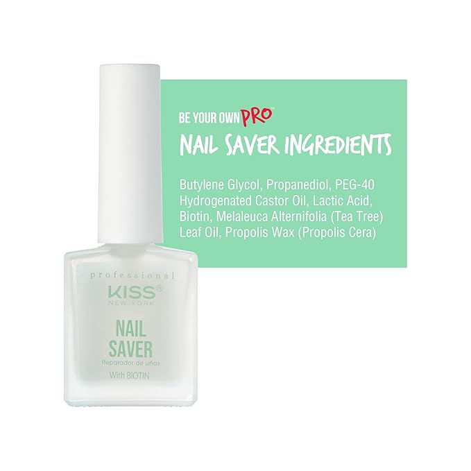 Kiss New York Nail Strengthening Treatment, Infused with Biotin, Propolis, Tea Tree Oil, Fingernail and Toenail, Eliminate Discoloration, Made in Korea