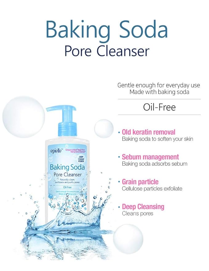 Epielle Baking Soda Pore Cleanser | Oil-Free, Gentle Daily Use | Cleanse & Exfoliate Pores for Oily & Combination Skin | 6.77 FL OZ | 2 Pack | Korean Skincare