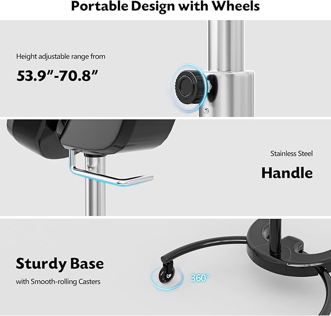 SyyBhb Professional Standing Hair Color Processor, Temperature & Angle Adjustable, 60-Minute Timing, Hair Dyeing/Perm Styling/Heating/Oil Treatment for Salon & Home Use