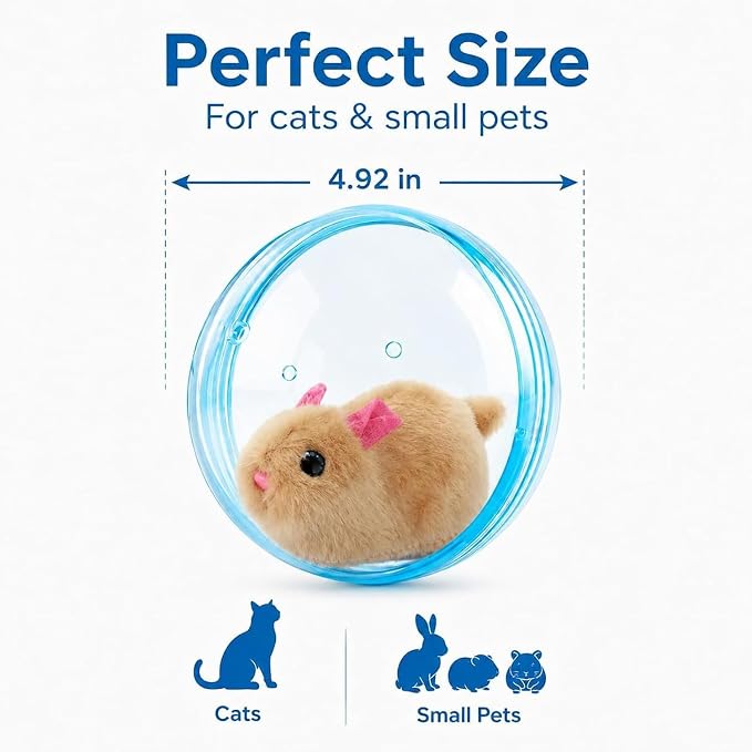 Self Rolling Interactive Cat Ball, Hamster Ball for Cats, Automatic Moving Rolling Cat Ball 360° Rolling Spin Moving Cat Ball Fun Indoor Interactive Pet Ball for Cats Dogs Chasing