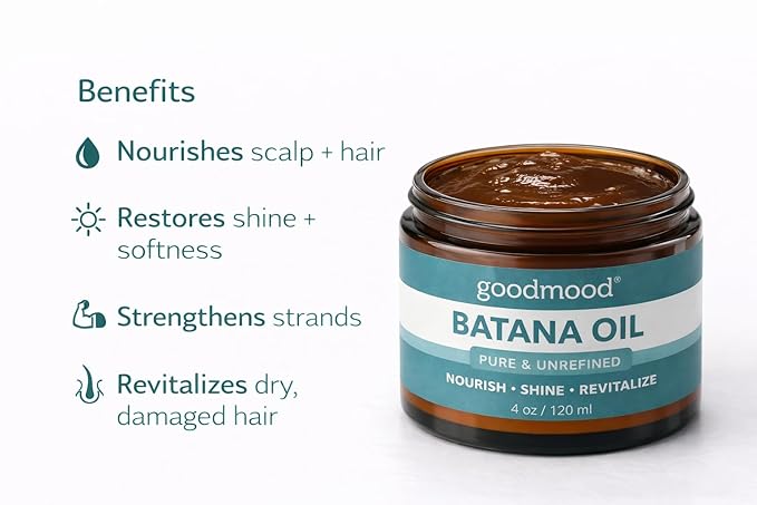 GOODMOOD Batana Oil 100% Pure & Unrefined - Raw Batana Oil for Hair & Skin - Natural Hair Oil, Deep Moisturizing Conditioner, Natural Conditioner for Dry Hair, Skin & Body Oil - 4 oz