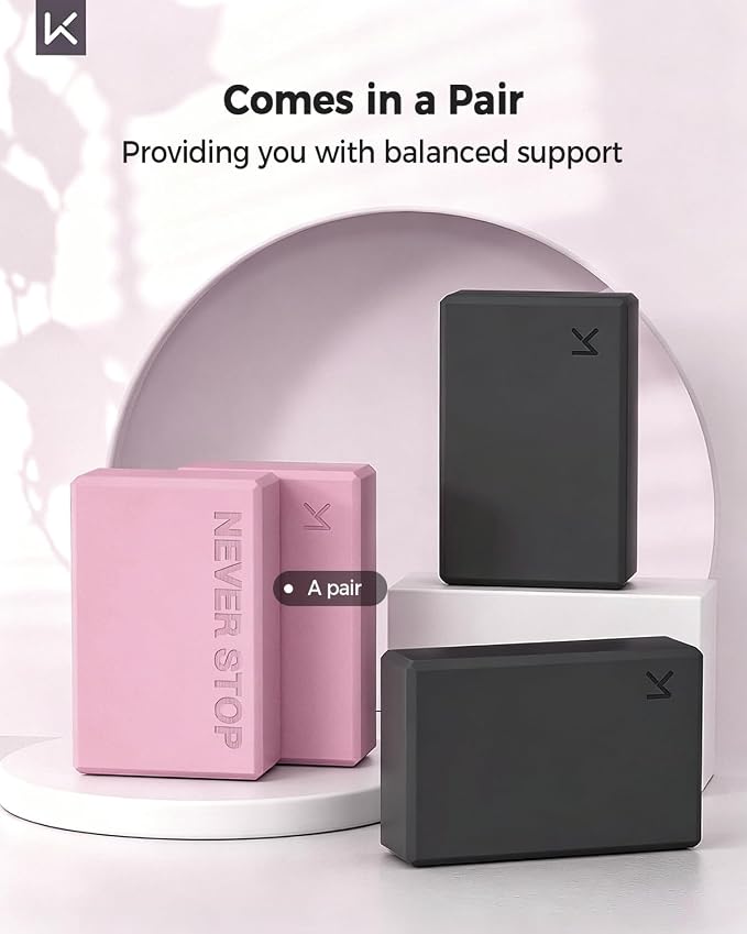 KEEP Yoga Block, High-Density EVA Foam 2 Pack Yoga Block with Non-Slip Textured Surface, Supportive, Lightweight - Ideal for Yoga