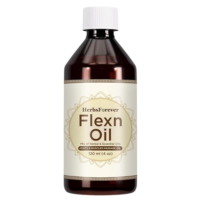 Herbsforever Flexn Oil - Pain Oil for Body, Joint, Musels Massage| Vitex negundo, Boswellia, Cinnamom, Pine, Eucalyptus, Comphor, Capsicum & Ayurvedic Herbal & Essential Oil | 7.1 fl oz, 210 ml