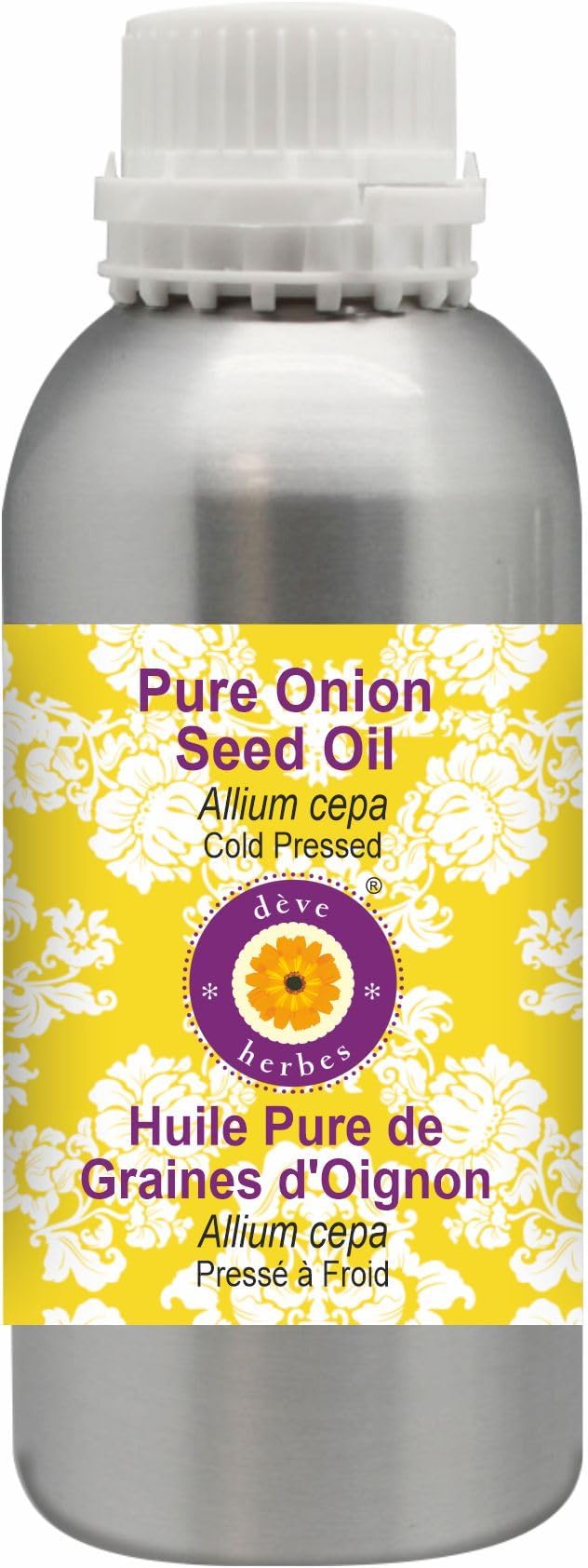 Deve Herbes Pure Onion Seed Oil (Allium cepa) Cold Pressed 630ml (21 oz)