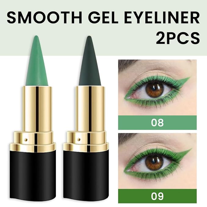 evpct 2Pcs Pale Nuetral Green Gel Eyeliner Pencils, Green Eye Liners Shadow Set for Halloween Goth Makeup, Creamy Eyeliner Crayon Waterproof Smudge Proof Easy Apply, delineador de ojos contra el agua