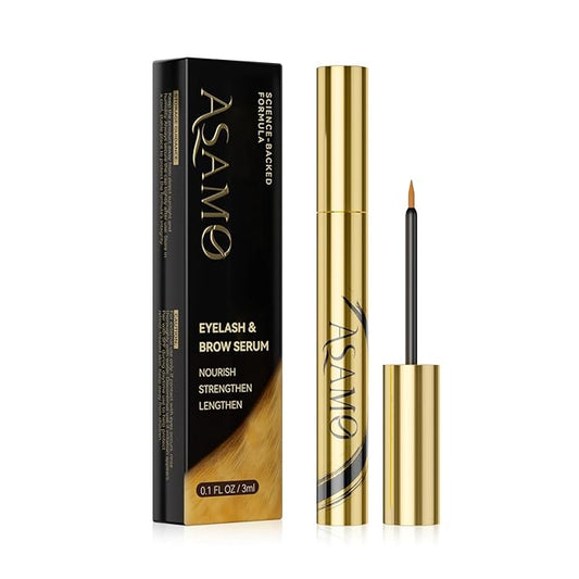 Eyelash & Eyebrow Growth Serum-2-in-1 Lash & Brow Enhancer for Longer, Thicker, Fuller Looking Lashes - Advanced Peptide Formula, Vegan & Cruelty-Free, Safe for Sensitive Eyes - 3ml (Carbon Gold)