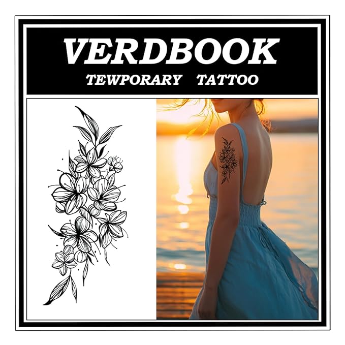 Waterproof Temporary Tattoos: 2-Sheet Tattoo Kit with Realistic Body Stickers, Semi-Permanent Tattoos for Adults Lasting 7-15 Days – Safe for Men & Women, Sun Radiance