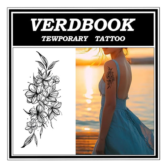 Waterproof Temporary Tattoos: 2-Sheet Tattoo Kit with Realistic Body Stickers, Semi-Permanent Tattoos for Adults Lasting 7-15 Days – Safe for Men & Women, Sun Radiance