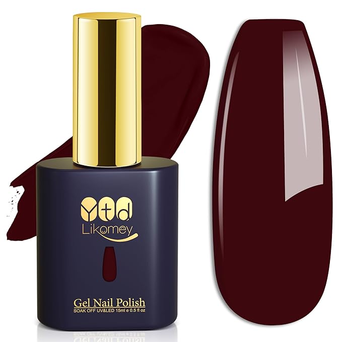 YTD Likomey Maroon Brown Gel Nail Polish,15ml Salon Home DIY Manicure and Pedicure Fall Winter Soak Off UV Color Varnish,CS012