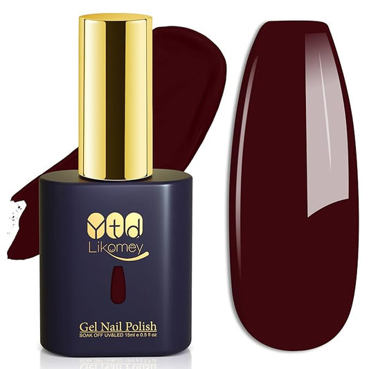 YTD Likomey Maroon Brown Gel Nail Polish,15ml Salon Home DIY Manicure and Pedicure Fall Winter Soak Off UV Color Varnish,CS012