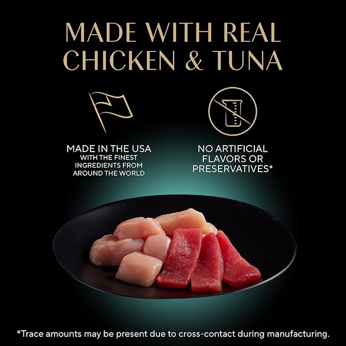 Sheba Perfect Portions Cuts Wet Cat Food, Chicken & Tuna, 2.6 oz, 12 ct | Grain-free, Chicken & Tuna in gravy, no corn or soy, no fillers, snap-peel-serve twin-pack trays, zero messy leftovers