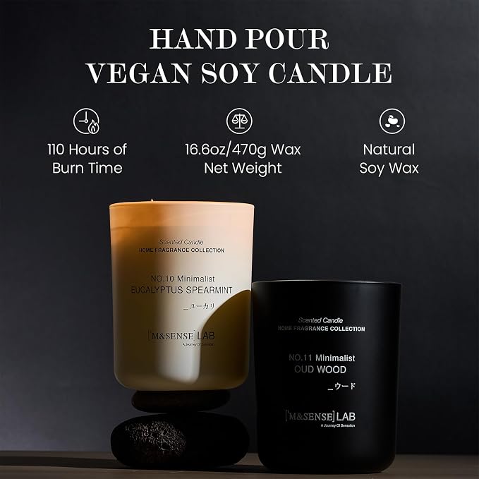 M&SENSE Natural Soy Large Candle| Bamboo Stream | 16.6 oz, 95H Burn | Mini Spring Scented Candles for Relaxation, Meditation, Home Décor | for Bedroom, Office, Party